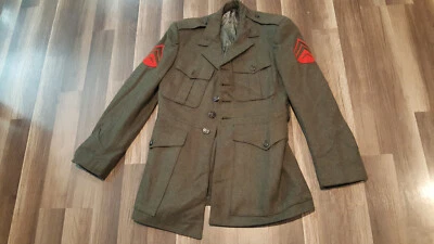 Vintage US Marine Corps  Green Wool Army USMC  Coat Jacket - Image 1 of 4