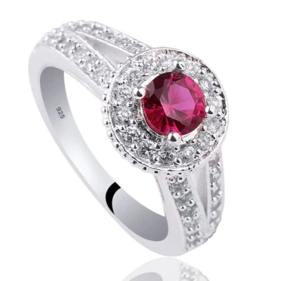 Anillo de plata de ley 925 para mujer de 5 mm redondo circonita cúbica joyería de promesa para novia Foto 1 de 4