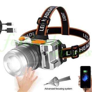 990000LM LED Headlamp Rechargeable Headlight Zoomable Head Torch Light Flashlamp - Picture 1 of 12