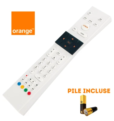 📺 Télècommande Orange Blanche Basic V2 Pour Décodeur TV  - Photo 1/2