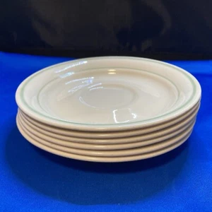 Set of 6 Corning Cornerstone Green Band Summer Mist Saucers 6 1/4” - Picture 1 of 4