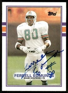 Tarjeta firmada por Ferrell Edmunds 1989 Topps autógrafo automático Dolphins - Imagen 1 de 1