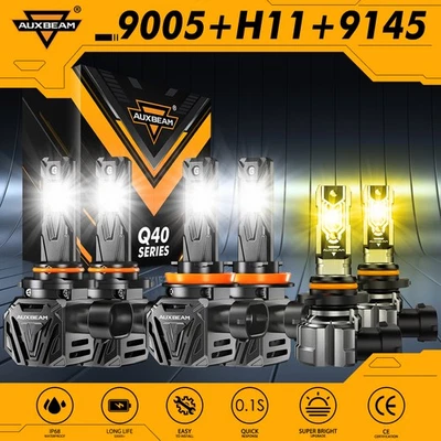 AUXBEAM Canbus LED Headlights Fog Light White Amber For Toyota Tundra 2007-2013 - Image 1 of 4