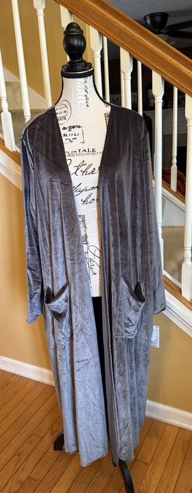 Cárdigan para mujer LuLaRoe nuevo con etiquetas Sarah Duster XL gris carbón liso terciopelo NUEVO Foto 1 de 4