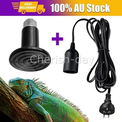 Infrared Ceramic Heat Emitter Lamp Bulb + Switch Cord for Reptile Pet Brooder AU - image 1 of 4