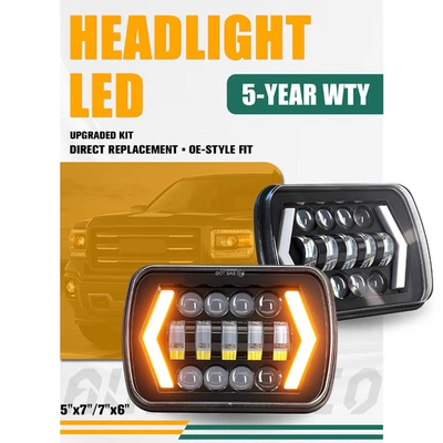 Faro LED rectangular de 5x7" 7x6 pulgadas 2 piezas para furgoneta Chevy G10 G20 G30 1978-1995 Foto 1 de 4