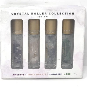 4 Crystal Roller Ball Bottles For Essential Oils Amethyst Flourite Jade Quartz - Picture 1 of 5