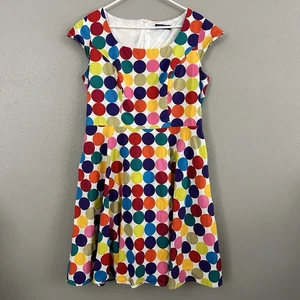 PUKAVT Women's 2XL Dress Retro 1950s Party Swing Cocktail Colorful Polka Dot - Picture 1 of 9