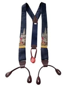 Weihnachten Seide Hosenträger Einheitsgröße Pelikan verstellbar Santa Kirche Leder blau - Bild 1 von 9