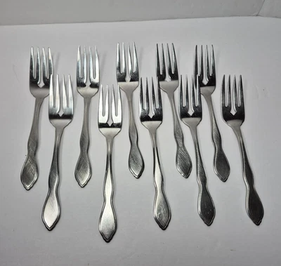 Lote de 10 garfos para salada de talheres de aço inoxidável Crepúsculo Rogers 1881 Oneida LTD - Imagem 1 de 4