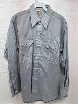 New Men’s Dee-Cee Gray Long Sleeve Pearl Snap 15.5 Medium O-24 - Image 1 of 4