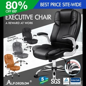 ALFORDSON Office Chair Executive Computer Gaming Leather Seat Racing Tilt - Picture 1 of 47