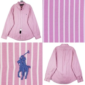 Polo Ralph Lauren Shirt Oxford Button Down Mens Size XXL Pink Stripe New LS - Picture 1 of 10