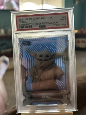 2023 Topps Star Wars High Tek Grogu Cybernetic Blue Diffractor PSA 9 15/50 - Image 1 of 2