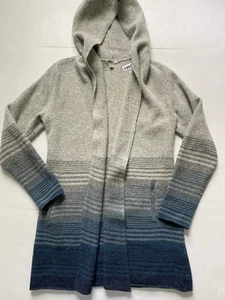 Toad & Co Pullover Damen M grau blau Kapuze Cardigan Taschen gekochte Lammwolle - Bild 1 von 8