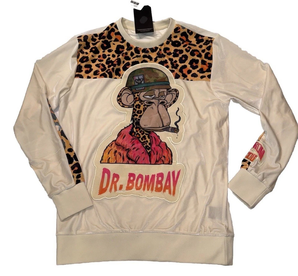 Snoop Dogg Velour Dr. Bombay crew neck 6XL Beige Leopard Patch Deathrow NWOT - Image 1 of 3