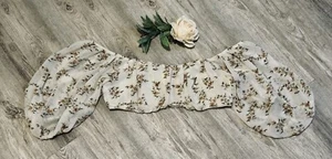 Sabo Skirt Kenna Top Women's Floral Print Crop Silky Puff Shoulder - Medium NEW - Picture 1 of 12