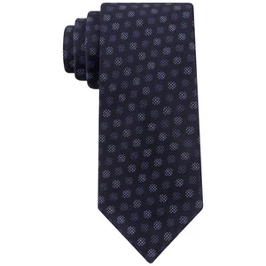 KENNETH COLE REACTION Navy Blue Festive Polka Dot Silk Slim Tie - Picture 1 of 3