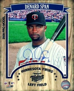 DENARD SPAN MINNESOTA TWINS POSED SIGNED AUTOGRAPHED 8X10 PHOTO W/COA - Picture 1 of 1