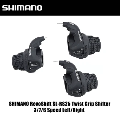 Palanca de cambios genuina Shimano MTB RevoShift SL-RS25 agarre giratorio 3/7/6 velocidades izquierda/derecha Foto 1 de 4