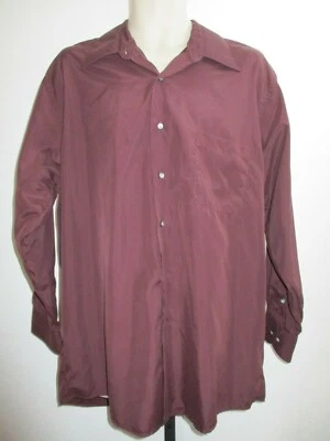 Camisa Massini Hombre Talla 17 32-33 Abotonada Manga Larga Poliéster Borgoña cl Foto 1 de 4