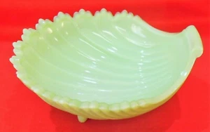 Westmoreland Mint Antique Green Jadeite Footed Shell Bowl Marked HTF - Picture 1 of 10