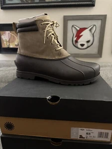 NEW MENS 10.5 MILITARY SAND UGG GATSON MID WEATHER WATERPROOF LEATHER DUCK BOOT - Picture 1 of 8