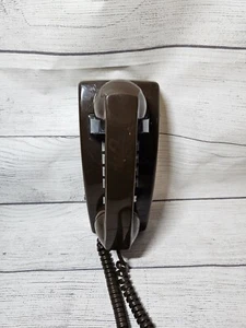 Vintage ITT Wall Telephone Model 2554 - 1984 - Brown Push Dial - Untested - Picture 1 of 12
