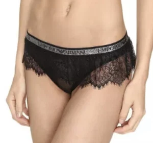 Emporio Armani Black Visibility Lurex Lace Brief Women's Size Small L57020 - Picture 1 of 3
