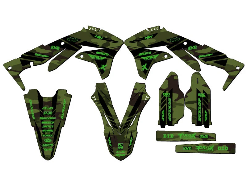 Kit de gráficos KX 450 F APACHE 2016-2018 verde Senge compatible con Kawasaki Foto 1 de 1