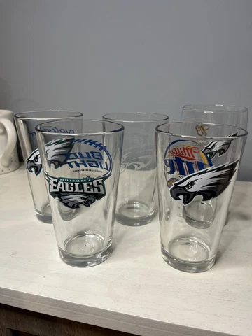 philadelphia eagles glasses NFL bud light miller  budweiser football lot of 5 Cover