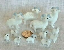 Vintage glass miniature bighorn sheep rams set 12 figurines micro mini lot #10