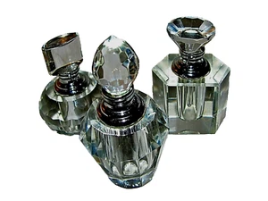 JUEGO DE PERFUME EMTY DE COLECCIÓN PLUS TOP DAUBER MANO TODO PULIDO Y CORTADO VIDRIO TRANSPARENTE - Imagen 1 de 10