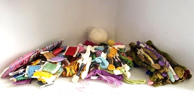 Embroidery Floss Mixed Brands Colors 34 Skeins 44 Cards 55 Partial Thread Ends - Image 1 of 4