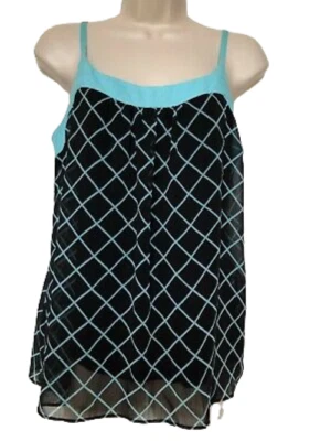 New York & Co. Top Size M Plaid Lined Adjustable Spaghetti Strap Women's - Image 1 of 4