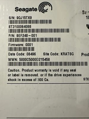 Seagate Barracuda ES.2 7200 1000 Gbytes ST31000640SS KRATSG 9EF248-001  FW0001 - Image 1 of 4