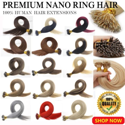 JH HAIR 14"-24" Nano Ring Tip Micro Bead Remy Human Hair Extensions 1g Double Drawn