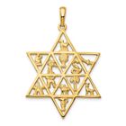 14K Yellow Gold Star Of David 12 Tribes Pendant