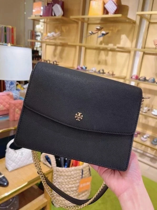 Tory Burch Emerson Envelope Adjustable Shoulder Bag Red Leather