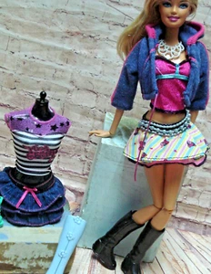 Barbie Fashionista Doll & Clothes Set 100 POSES Blonde w 2 Outfits 2009 R9879 - Picture 1 of 21