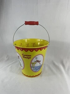 RARE Vintage Curious George Schylling Tin Pail Sand Bucket with Wooden Handle - Picture 1 of 10
