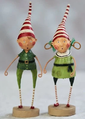 Christmas Lori Mitchell Tootsie and Tinker Twinkle Elves 10603 2pc set - Image 1 of 4