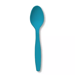 Creative Converting Premium 24 Count Plastic heavy duty turquoise spoons - Picture 1 of 1