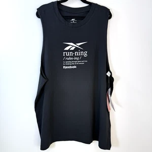 Reebok Women’s Running Graphic Muscle Tank Top Black Size L NWT Training Gym - Picture 1 of 8
