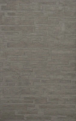 Gray Transitional Hand Hooked Squares Rectangles Boxes Area Rug Patchwork DV6 - Image 1 of 2
