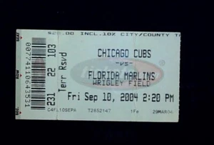 Logan Kensing MLB Debut Mark Prior Win #29 Marlins Cubs Ticket Stub 9/10/2004 - Picture 1 of 2