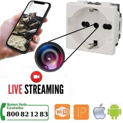 presa elettrica microspia video Telecamera  a Colori wi-fi colore bianca - Immagine 1 di 4