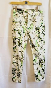 JEN 7 by 7 For All Mankind Ankle Skinny Jeans Size 4 Green Palm Leaves NWT $179 - Picture 1 of 4