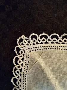 4 pañuelos de lino de ganchillo blancos hechos a mano para mujer 11 1/4" cuadrados nuevos - Imagen 1 de 8