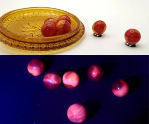 Canicas Jabo Swirl 5/8" rojas y naranjas brillantes UV - COMO NUEVAS - 6 disponibles - disco vol. - Imagen 1 de 6